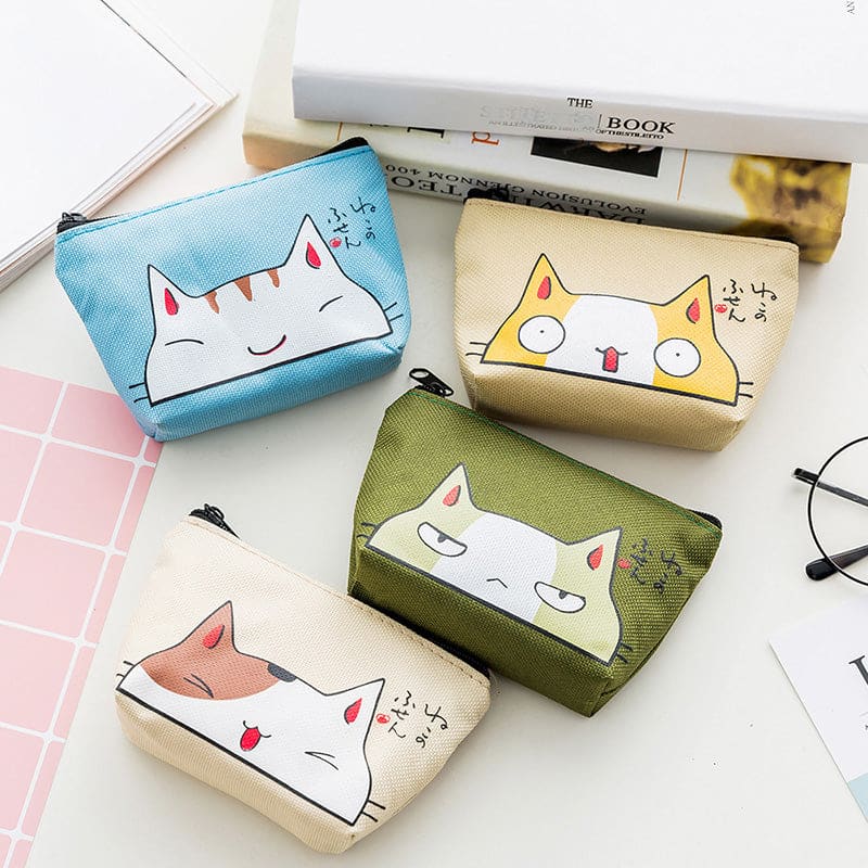 Cute Linen Kawaii Cat Wallet - Compact, Functional & Adorable Design-Cat Wallet-1-Colydia