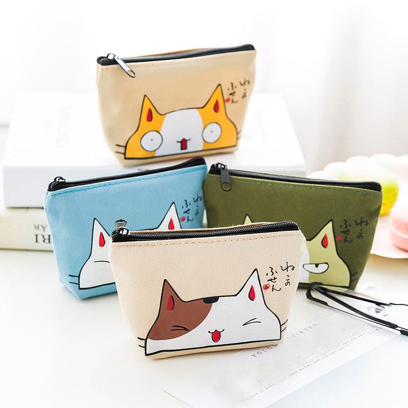 Cute Linen Kawaii Cat Wallet - Compact, Functional & Adorable Design-Cat Wallet-2-Colydia