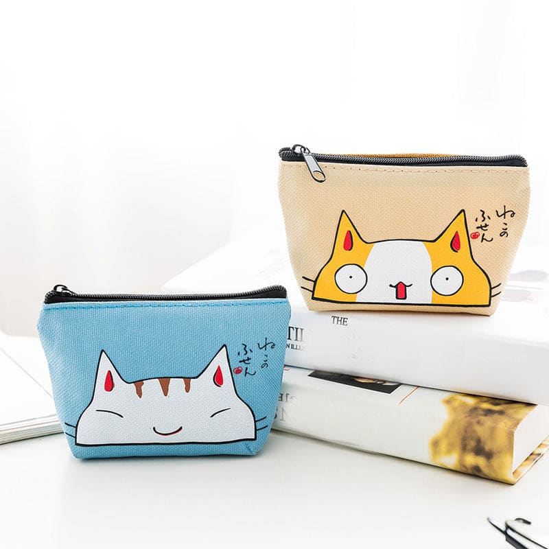 Cute Linen Kawaii Cat Wallet - Compact, Functional & Adorable Design-Cat Wallet-3-Colydia