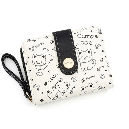 Kawaii Cat Girl's Wallet with Multiple Compartments & Waterproof Design-Pet Blanket-Black-7-Colydia