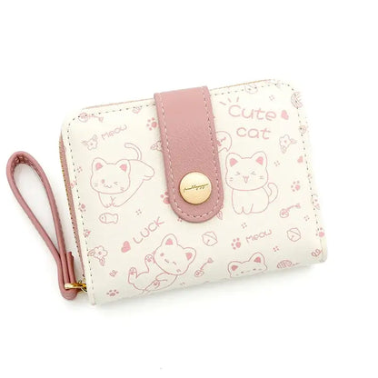 Kawaii Cat Girl's Wallet with Multiple Compartments & Waterproof Design-Pet Blanket-Pink-8-Colydia