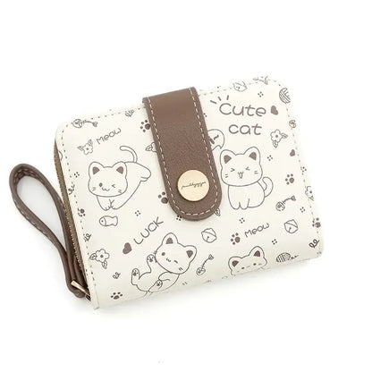 Kawaii Cat Girl's Wallet with Multiple Compartments & Waterproof Design-Pet Blanket-Brown-9-Colydia