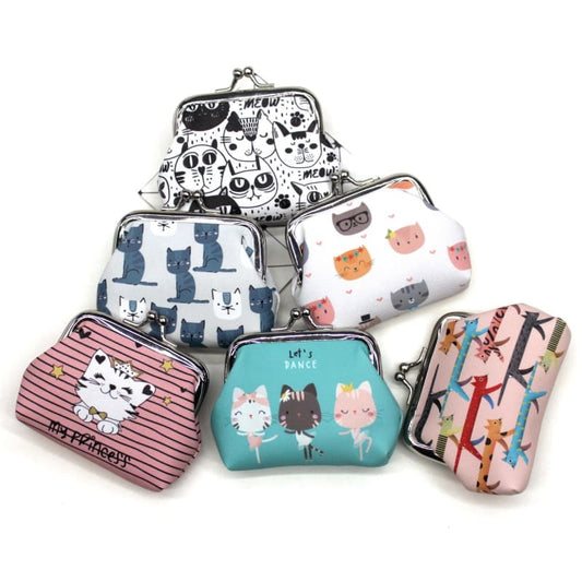 Vintage Cat Pattern Wallet with Coin Pocket & Zipper Closure-Cat Pattern Wallet-1-Colydia