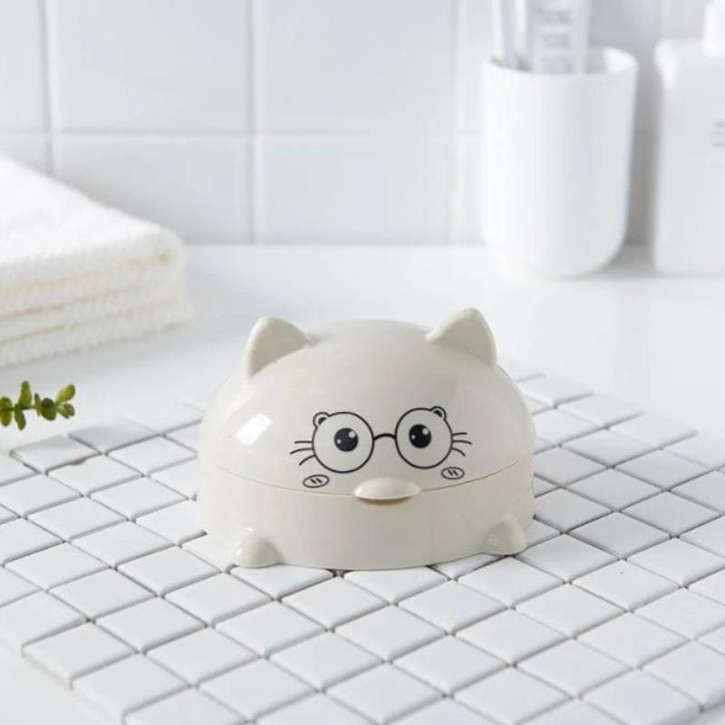 Decorative Cat-Shaped Soap Dish with Drainage Holes for Easy Drying-Soap Dish-Beige-6-Colydia