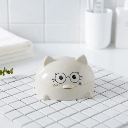 Decorative Cat-Shaped Soap Dish with Drainage Holes for Easy Drying-Soap Dish-Beige-6-Colydia