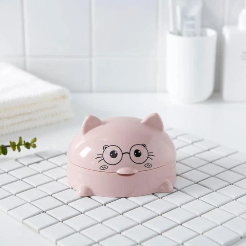 Decorative Cat-Shaped Soap Dish with Drainage Holes for Easy Drying-Soap Dish-Pink-5-Colydia