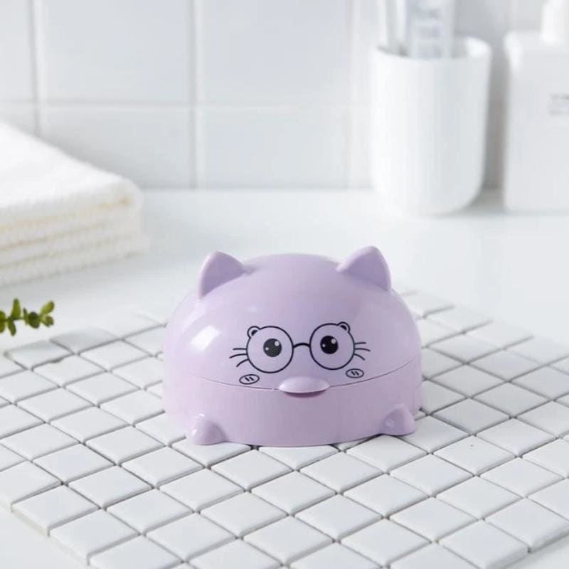 Decorative Cat-Shaped Soap Dish with Drainage Holes for Easy Drying-Soap Dish-Purple-7-Colydia