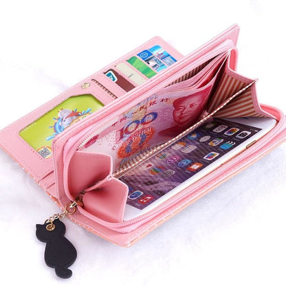 Women's Cute Cat Wallet - Synthetic Leather, Large Capacity-Wallet-2-Colydia