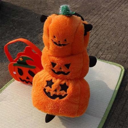 Fleece Pumpkin Pet Costume - Cozy Halloween Outfit for Festive Fun-Pet Costume-1-Colydia