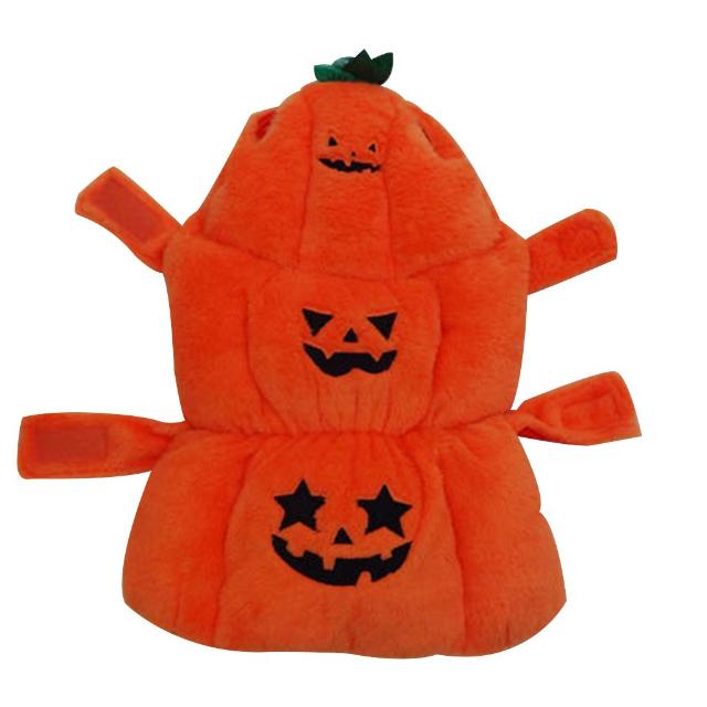 Fleece Pumpkin Pet Costume - Cozy Halloween Outfit for Festive Fun-Pet Costume-4-Colydia