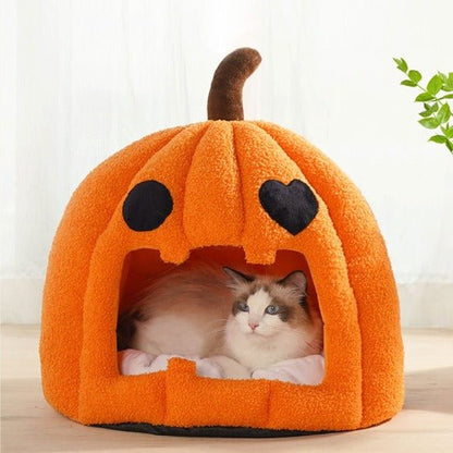 Cozy Pumpkin Spice Pet Bed - Removable Washable Mat, Anti-Slip Base-Pet Bed-2-Colydia