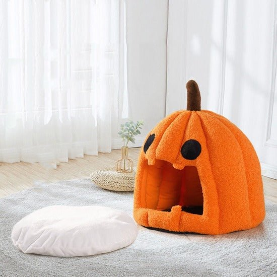 Cozy Pumpkin Spice Pet Bed - Removable Washable Mat, Anti-Slip Base-Pet Bed-5-Colydia