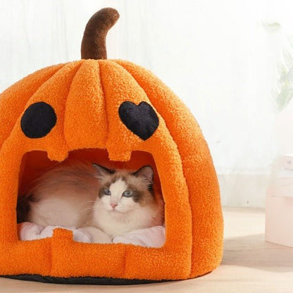 Cozy Pumpkin Spice Pet Bed - Removable Washable Mat, Anti-Slip Base-Pet Bed-6-Colydia