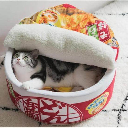 Ramen-Inspired Pet Bed with Removable Soft Noodle Print Mat-Pet Bed-1-Colydia