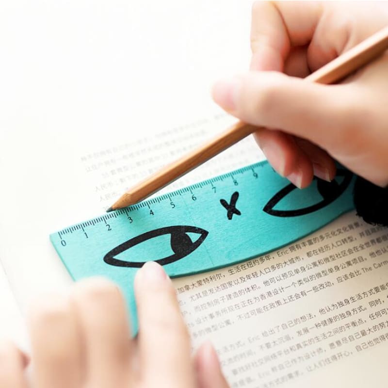 Cute 15 cm Wooden Cat Head Ruler - Perfect for Kids & Cat Lovers-Wooden Ruler-8-Colydia