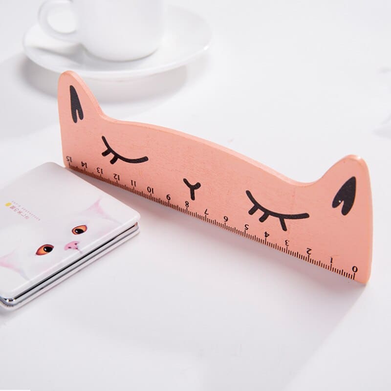 Cute 15 cm Wooden Cat Head Ruler - Perfect for Kids & Cat Lovers-Wooden Ruler-7-Colydia