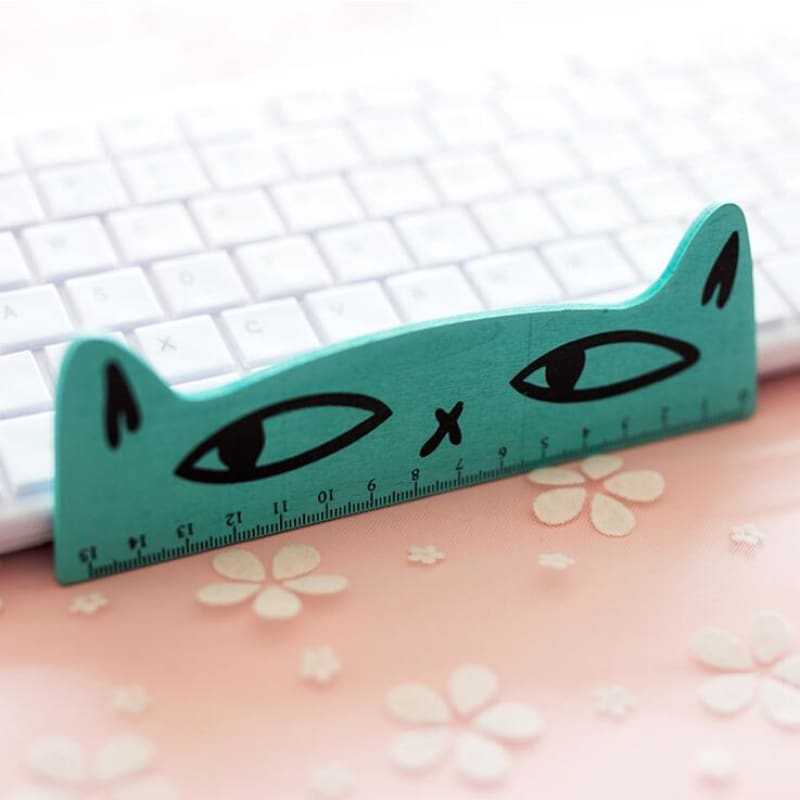 Cute 15 cm Wooden Cat Head Ruler - Perfect for Kids & Cat Lovers-Wooden Ruler-6-Colydia