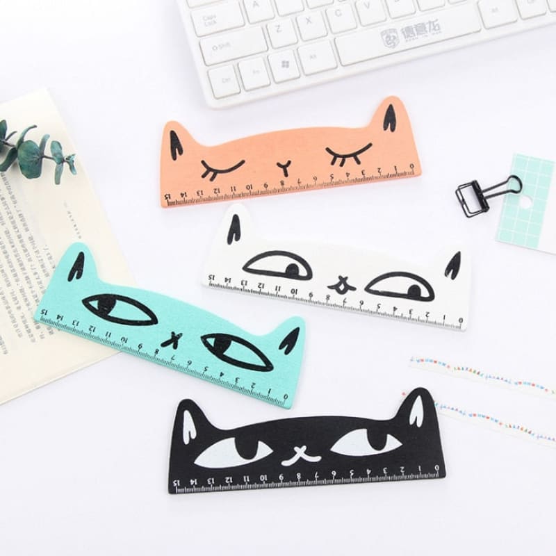 Cute 15 cm Wooden Cat Head Ruler - Perfect for Kids & Cat Lovers-Wooden Ruler-2-Colydia