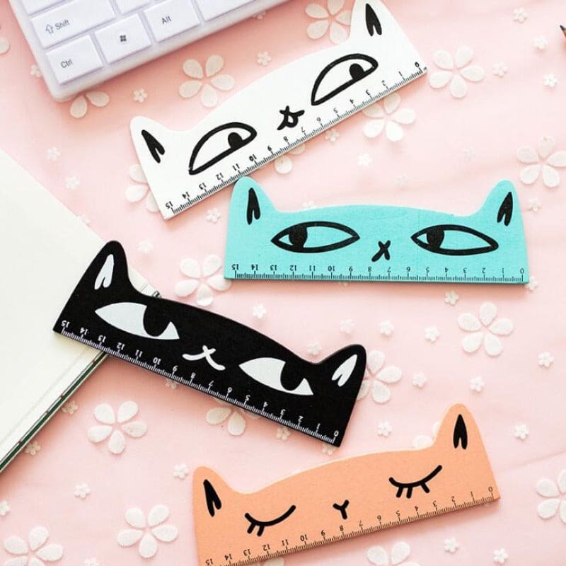 Cute 15 cm Wooden Cat Head Ruler - Perfect for Kids & Cat Lovers-Wooden Ruler-1-Colydia