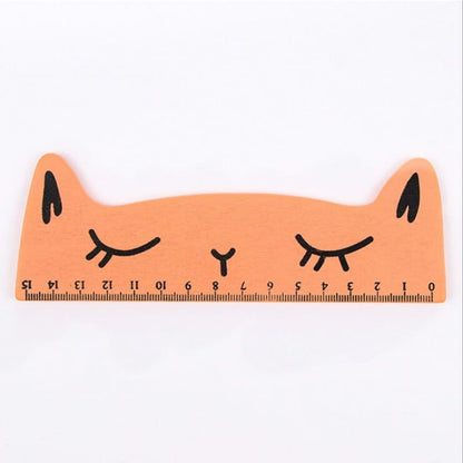 Cute 15 cm Wooden Cat Head Ruler - Perfect for Kids & Cat Lovers-Wooden Ruler-Pink-11-Colydia