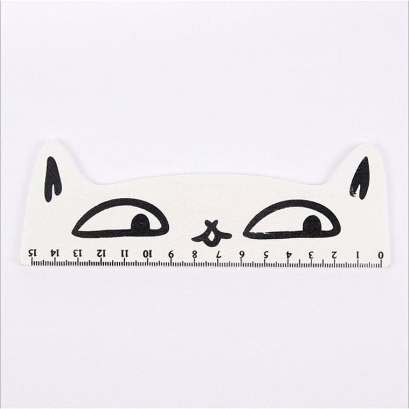 Cute 15 cm Wooden Cat Head Ruler - Perfect for Kids & Cat Lovers-Wooden Ruler-White-12-Colydia