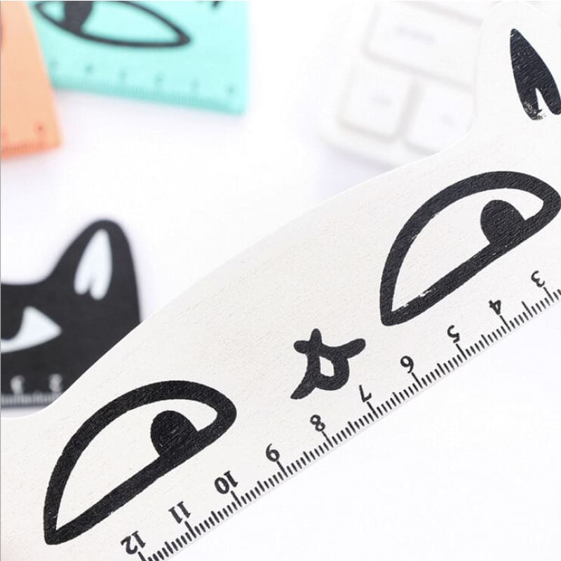 Cute 15 cm Wooden Cat Head Ruler - Perfect for Kids & Cat Lovers-Wooden Ruler-10-Colydia