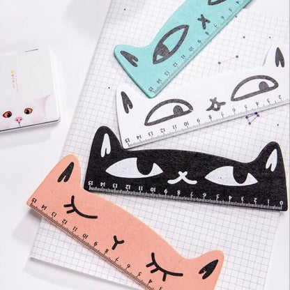 Cute 15 cm Wooden Cat Head Ruler - Perfect for Kids & Cat Lovers-Wooden Ruler-5-Colydia