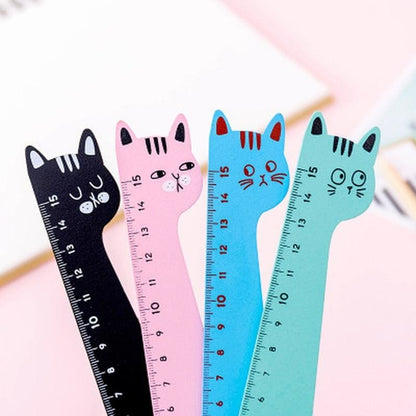 15cm Wooden Cat-Shaped Ruler - Fun & Unique School Supplies-Wooden Cat-Shaped Ruler-1-Colydia