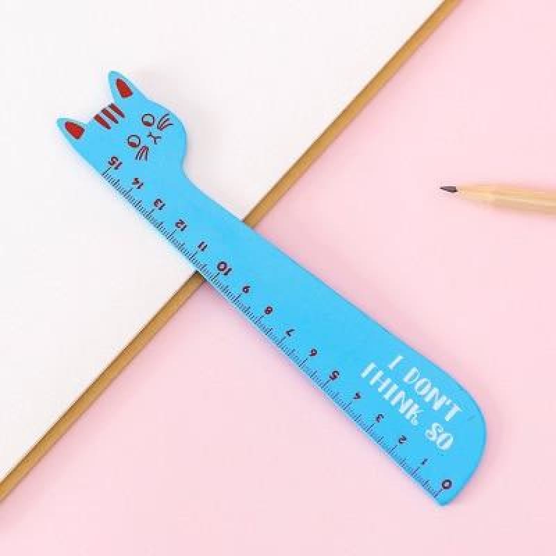 15cm Wooden Cat-Shaped Ruler - Fun & Unique School Supplies-Wooden Cat-Shaped Ruler-Blue-8-Colydia