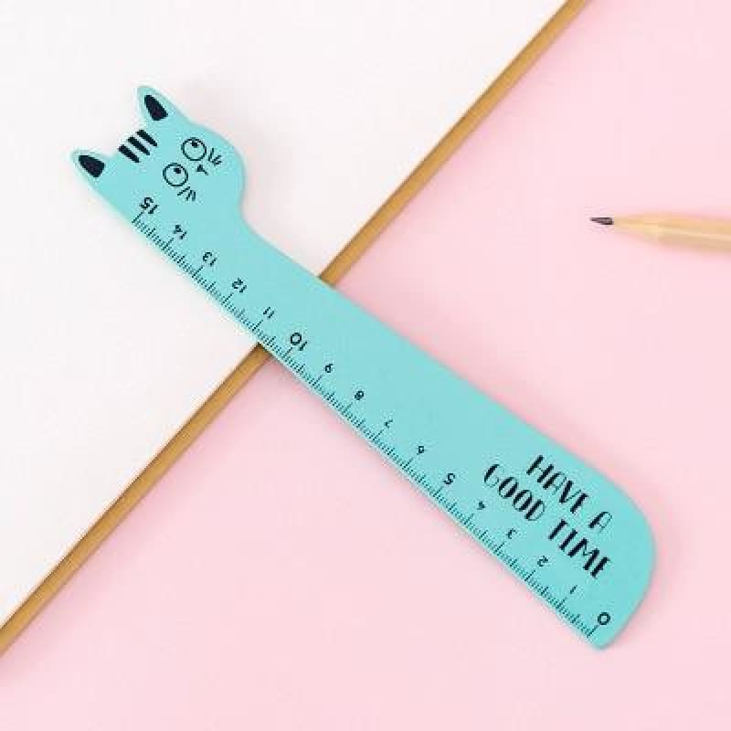 15cm Wooden Cat-Shaped Ruler - Fun & Unique School Supplies-Wooden Cat-Shaped Ruler-Green-7-Colydia