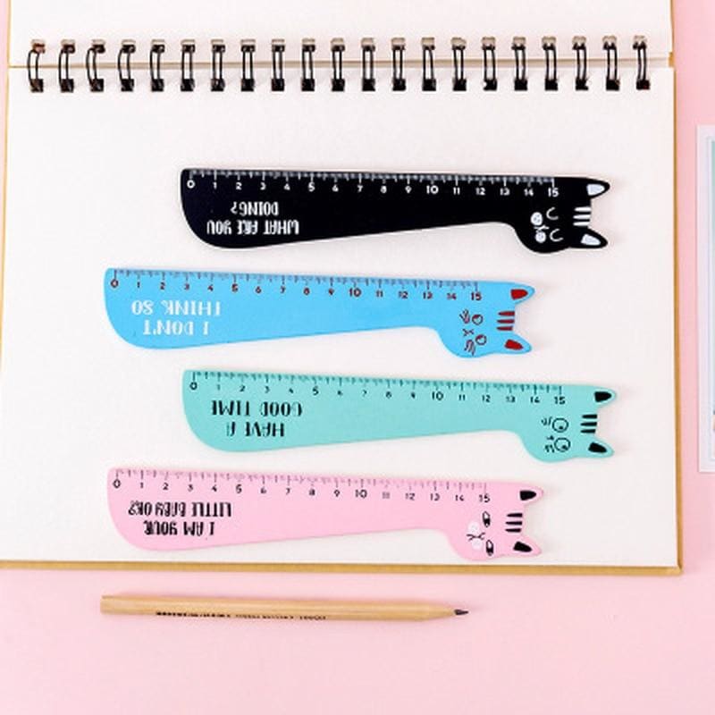 15cm Wooden Cat-Shaped Ruler - Fun & Unique School Supplies-Wooden Cat-Shaped Ruler-4-Colydia