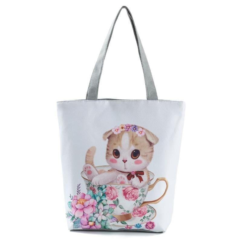 Stylish Canvas Cat Sling Bag - Large, Durable & Machine Washable-Cat Sling Bag-Cat cup-3-Colydia