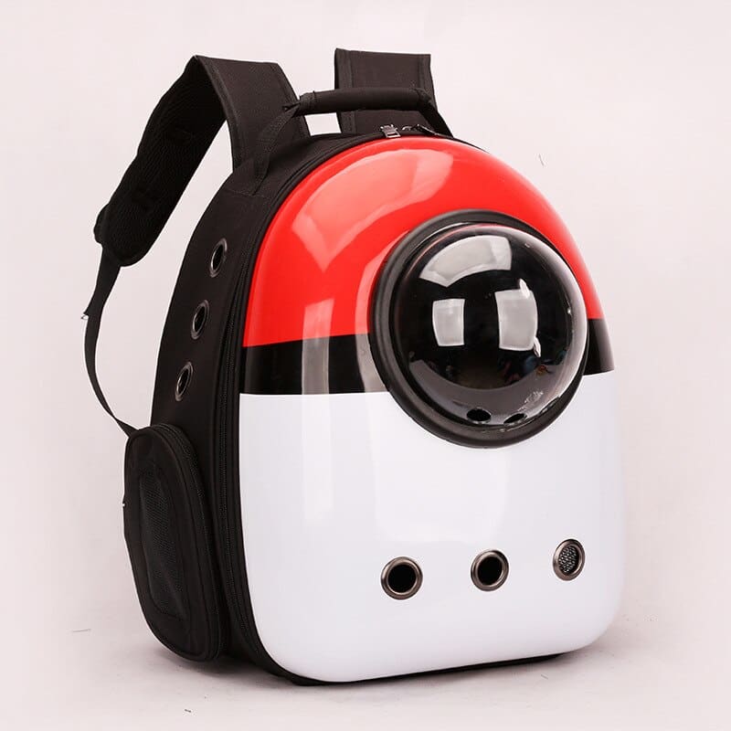 Bubble Porthole Cat Backpack with Air Vents – Space Travel Design-Pet Carrier Backpack-Red / White-9-Colydia