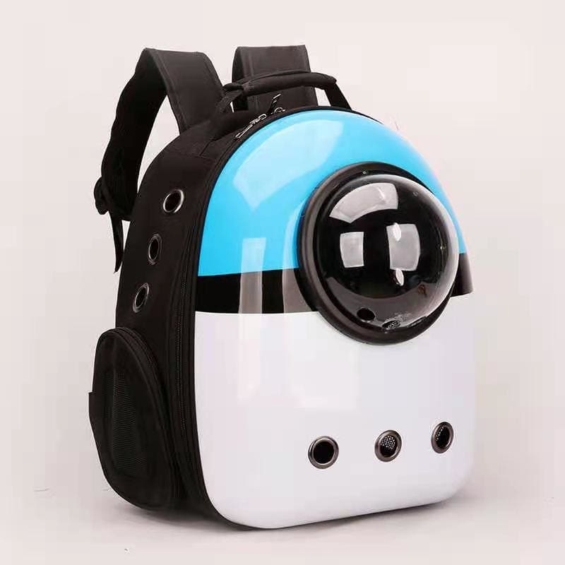 Bubble Porthole Cat Backpack with Air Vents – Space Travel Design-Pet Carrier Backpack-Blue / White-11-Colydia