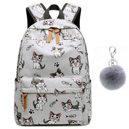 Cute Cat Backpack with Breathable Mesh Straps, 20L-35L Capacity-Cat Backpack-Funny Cats (43x30x14cm)-1-Colydia