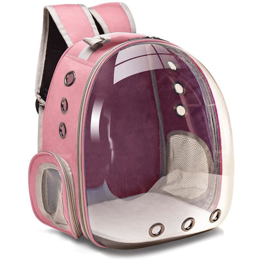 Transparent Cat Backpack with Ventilation & Petting Access-Pet Carrier Backpack-Pink-1-Colydia