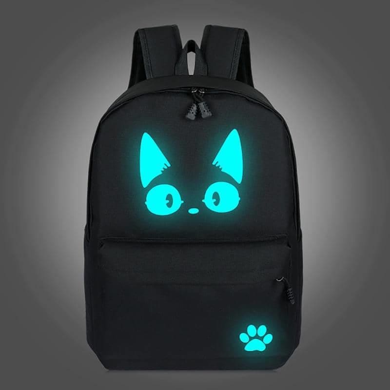 Phosphorescent Cat Backpack for Kids - Glow in the Dark School Bag-Backpack-Black-1-Colydia