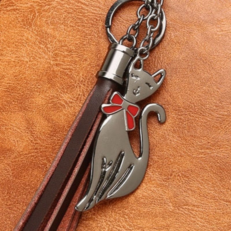 Elegant Vintage PU Leather Handbag with Cat Pendant Charm-Handbag-11-Colydia