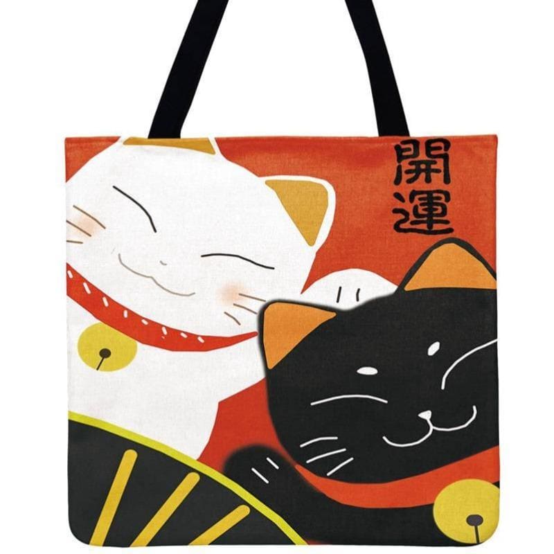 Extra-Large Linen Tote Bag with Cat Design – Spacious & Stylish-Tote Bag-Orange-44x42cm-6-Colydia