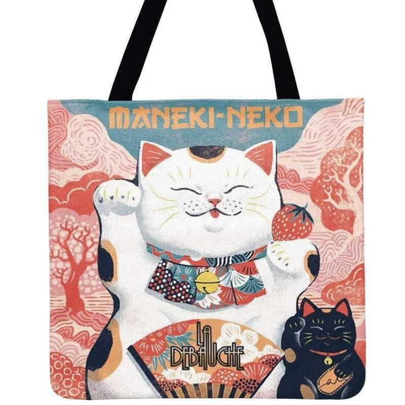 Extra-Large Linen Tote Bag with Cat Design – Spacious & Stylish-Tote Bag-Pink-44x42cm-7-Colydia