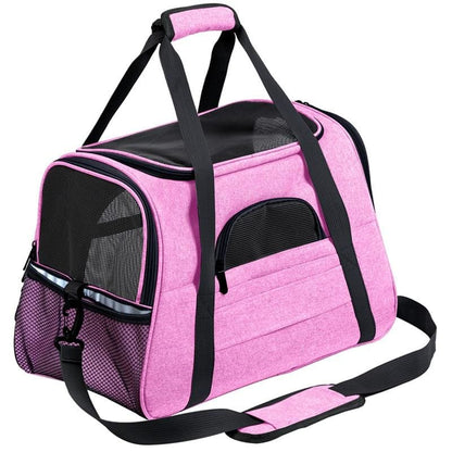 Breathable Cat Carrier Bag with Mesh Ventilation & Shoulder Strap-Cat Carrier Bag-Pink-M(44.5x25x28cm)-2-Colydia