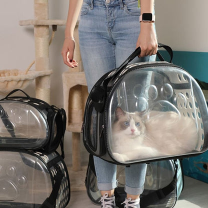 Transparent 360° Cat Carrier with Ventilation and Scratch Resistance-Cat Carrier-7-Colydia