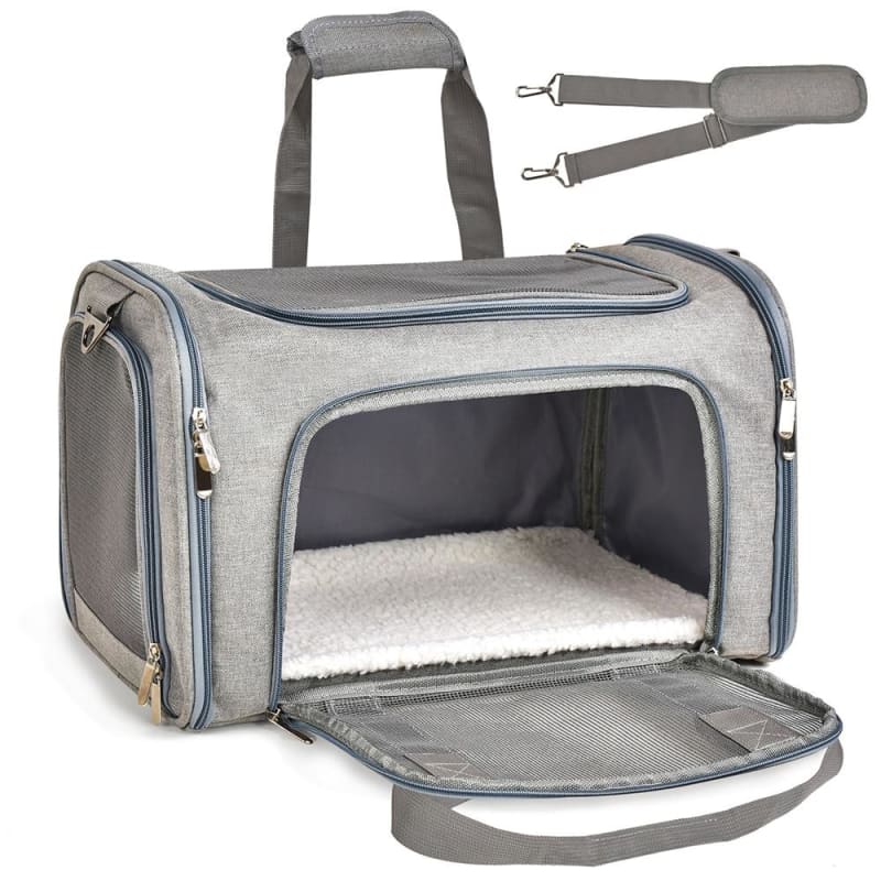 Airline-Approved Transparent Cat Carrier with Fleece Bed & Strap-Cat Carrier-3-Colydia