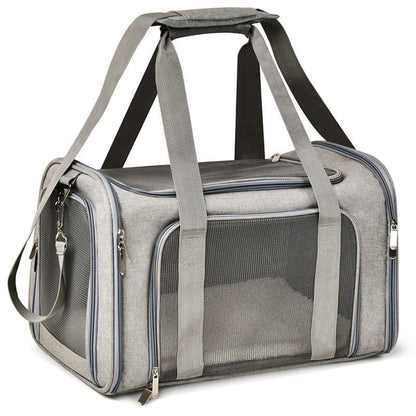 Airline-Approved Transparent Cat Carrier with Fleece Bed & Strap-Cat Carrier-Gray-43x28x28cm-5-Colydia