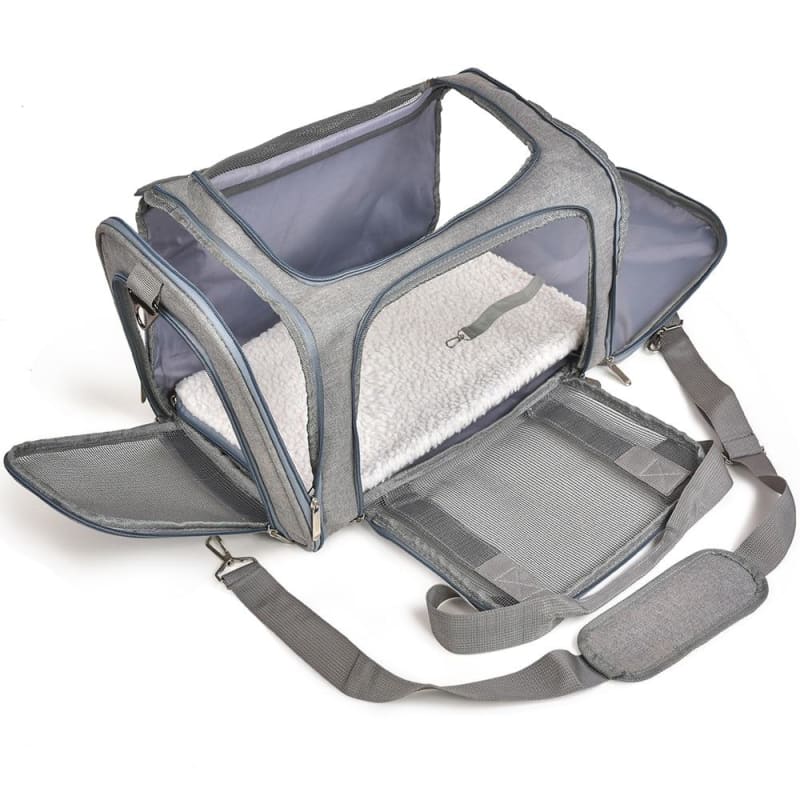 Airline-Approved Transparent Cat Carrier with Fleece Bed & Strap-Cat Carrier-2-Colydia