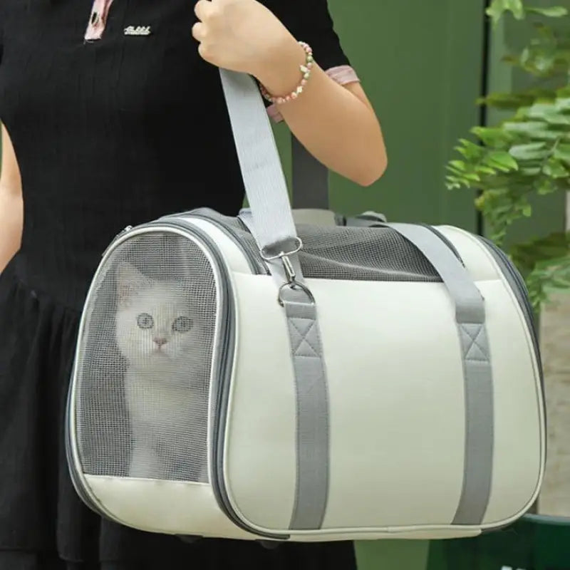 Spacious Kitten Carrier Bag with Padded Handle and Durable Design-Pet Carrier Bag-1-Colydia