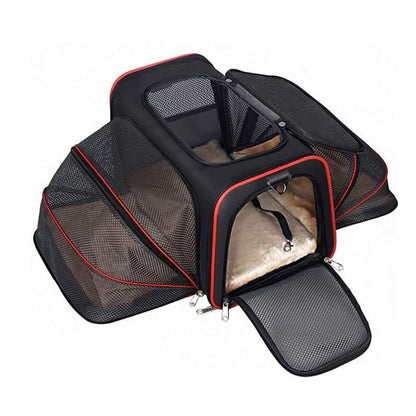 Expandable Cat Carrier Bag with Ventilation & Waterproof Material-Pet Carrier-Red-13-Colydia