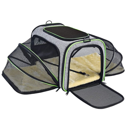 Expandable Cat Carrier Bag with Ventilation & Waterproof Material-Pet Carrier-Green-12-Colydia