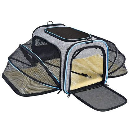 Expandable Cat Carrier Bag with Ventilation & Waterproof Material-Pet Carrier-Blue-11-Colydia