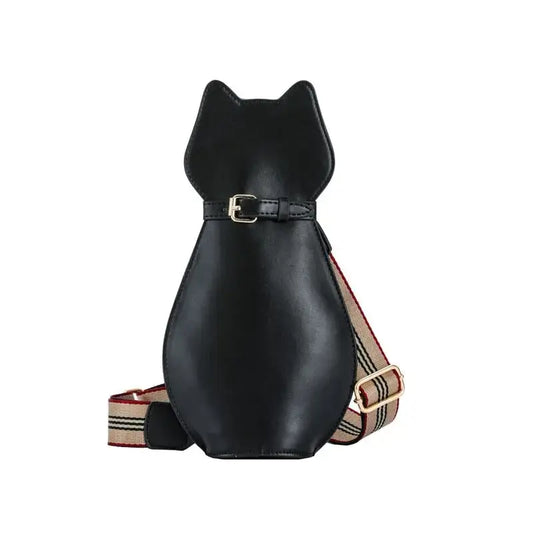 Faux Leather Cat-Shaped Shoulder Bag with Adjustable Strap-Faux Leather Cat-Shaped Shoulder Bag-1-Colydia